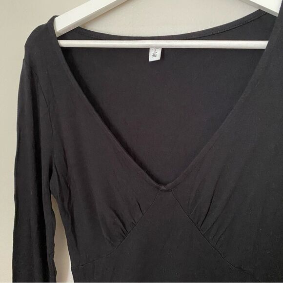 BP Dress Long Sleeve V-Neck Mini Black Solid Casual Neutral - Picture 4 of 10